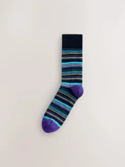 Online Next Blue/Orange Pattern Socks 8 Pack