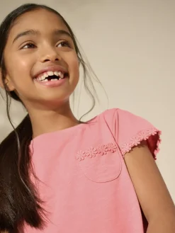 Clearance Next Blue/Pink/White Daisy Trim T-Shirts 3 Pack (1.5-16yrs)