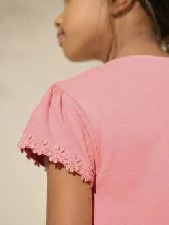 Clearance Next Blue/Pink/White Daisy Trim T-Shirts 3 Pack (1.5-16yrs)