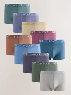 New Next Blue/Purple/Red 10 pack Cotton Rich Blend Hipsters Boxers