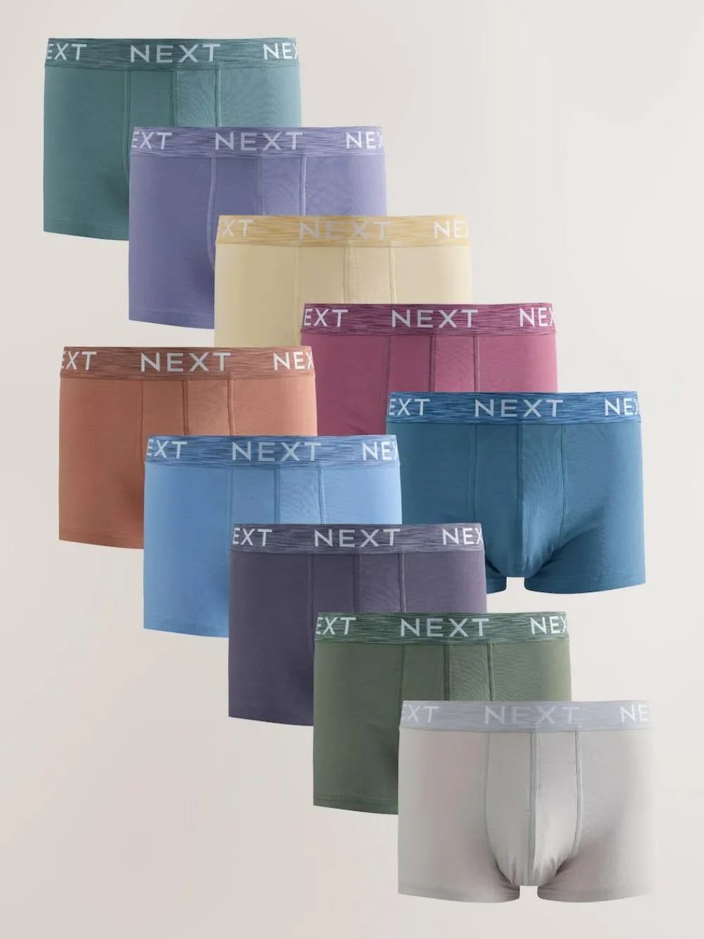 New Next Blue/Purple/Red 10 pack Cotton Rich Blend Hipsters Boxers