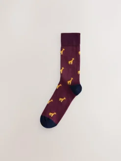 Clearance Next Blue/Red Safari Animals Fun Pattern Socks 8 Pack
