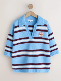 Next Open Collar Polo Half Sleeve Jumper With Wool^Women Knitwear|Knitwear