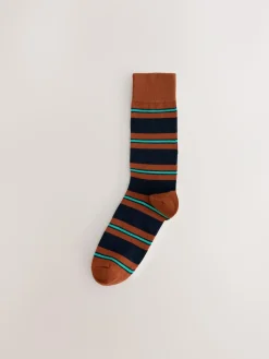 Next Blue/Red/Brown Striped Pattern Socks 8 Pack^ Socks|Socks
