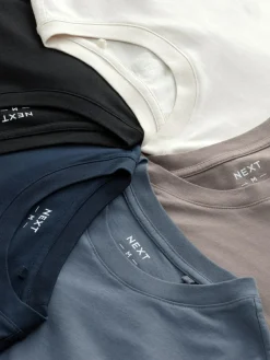 Sale Next Regular Fit Regular Fit Long Sleeve 100% Cotton T-Shirts 5 Pack Blues/Grey/Neutrals