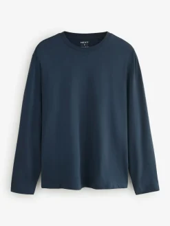 Sale Next Regular Fit Regular Fit Long Sleeve 100% Cotton T-Shirts 5 Pack Blues/Grey/Neutrals
