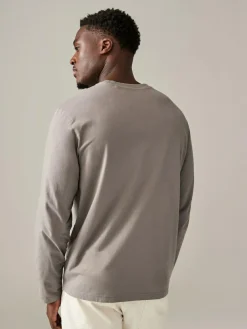 Sale Next Regular Fit Regular Fit Long Sleeve 100% Cotton T-Shirts 5 Pack Blues/Grey/Neutrals