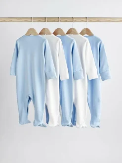 Next Blue/White 5 Pack Baby Sleepsuits (0-2yrs)^BOY Nightwear|Nightwear
