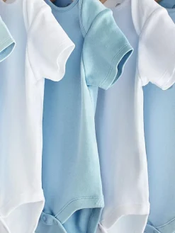 Sale Next Blue/White 5 Pack Plain Baby Bodysuits