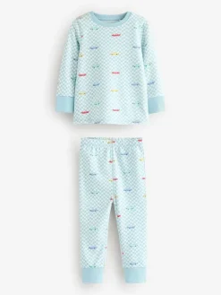 Hot Next Blue/White Cars Snuggle Pyjamas 3 Pack