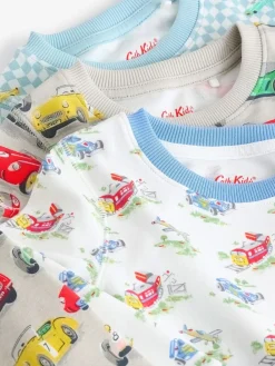 Hot Next Blue/White Cars Snuggle Pyjamas 3 Pack