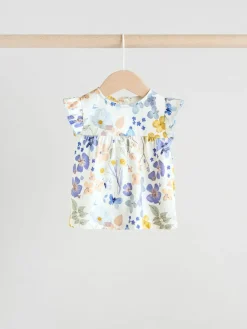 Next Blue/White Floral Baby Frill T-Shirt and Shorts Set 6 Piece (0mths-2yrs)^ Shorts|Tops