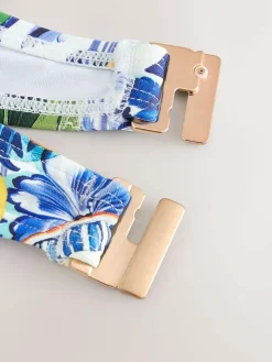 Online Next Non Padded Wired Bikini Top Blue/White Sardine Print