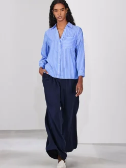 Hot Next Soft Relaxed Long Sleeve Shirt Blue/White Stripe