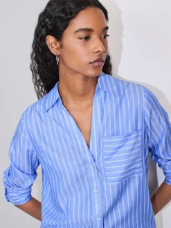 Hot Next Soft Relaxed Long Sleeve Shirt Blue/White Stripe