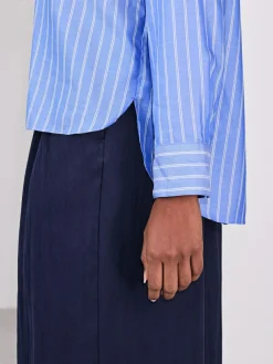 Hot Next Soft Relaxed Long Sleeve Shirt Blue/White Stripe