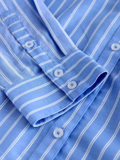 Hot Next Soft Relaxed Long Sleeve Shirt Blue/White Stripe