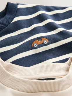 Discount Next Blue/White Stripe/Car Sweatshirts and Leggings Set 2 Pack (3mths-7yrs)
