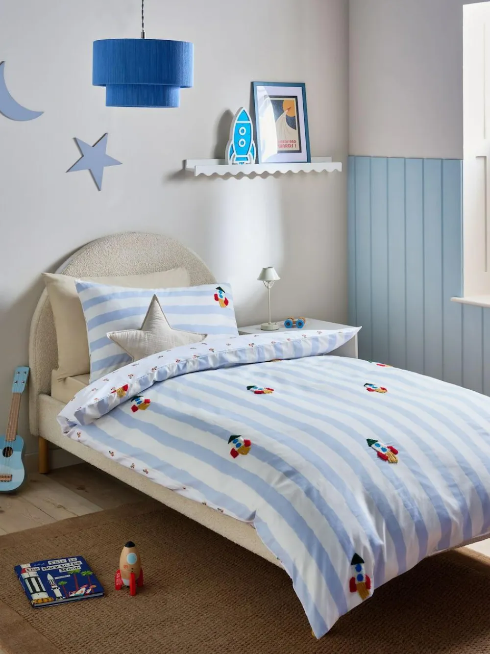 Next Blue/White Tufted Rocket Duvet Cover and Pillowcase Set