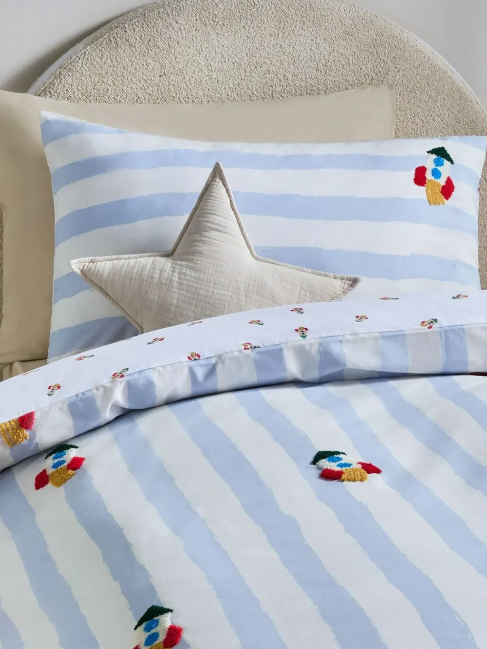 Next Blue/White Tufted Rocket Duvet Cover and Pillowcase Set