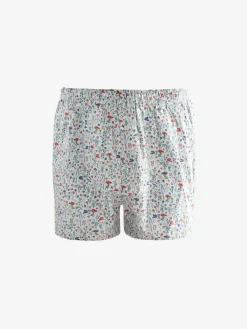 Next Blue/White/Green Floral 4 pack Woven Pure Boxers^ Underwear|Underwear