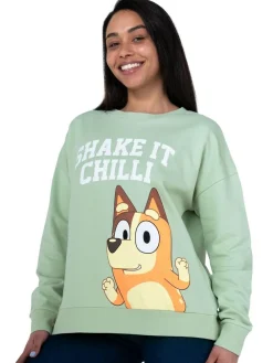 New Character Bluey Green Ladies Chilli Sweatshirt