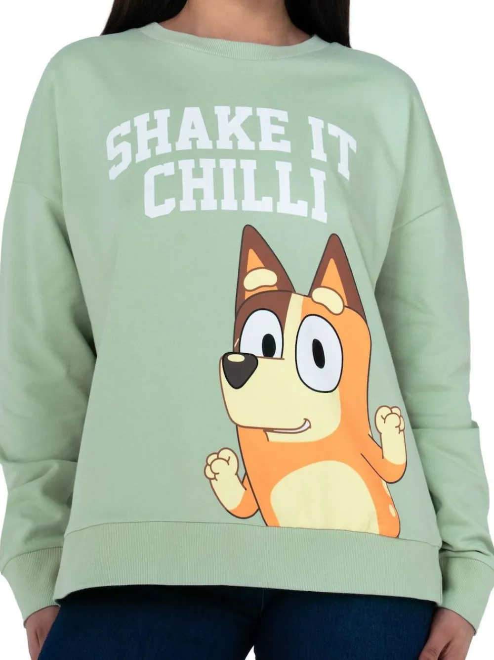 New Character Bluey Green Ladies Chilli Sweatshirt