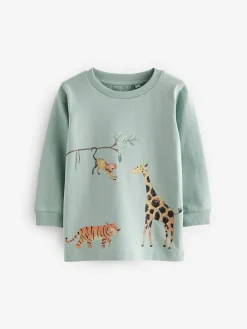 Next Long Sleeve Animal Print Character T-Shirts 3 Pack (3mths-7yrs)^BOY Newborn Clothing|Tops