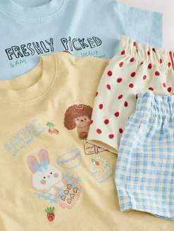 Outlet Next Blue/Yellow Top & Shorts Set 2 Pack (3mths-7yrs)