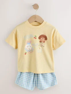 Outlet Next Blue/Yellow Top & Shorts Set 2 Pack (3mths-7yrs)