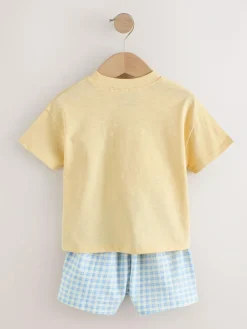 Outlet Next Blue/Yellow Top & Shorts Set 2 Pack (3mths-7yrs)