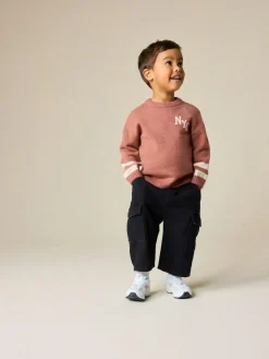 Next Blush Pink NYC Knitted Crew Neck Jumper (3mths-7yrs)^BOY Knitwear & Sweaters|Knitwear