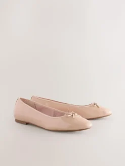Outlet Next Extra Wide Fit Round Toe Ballerina Shoes Blush Pink Patent