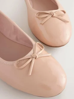 Outlet Next Extra Wide Fit Round Toe Ballerina Shoes Blush Pink Patent