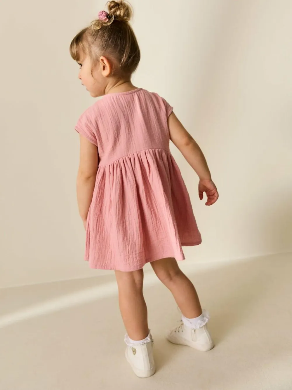 Outlet Next Textured Short Sleeve Dress (3mths-8yrs) Blush Pink