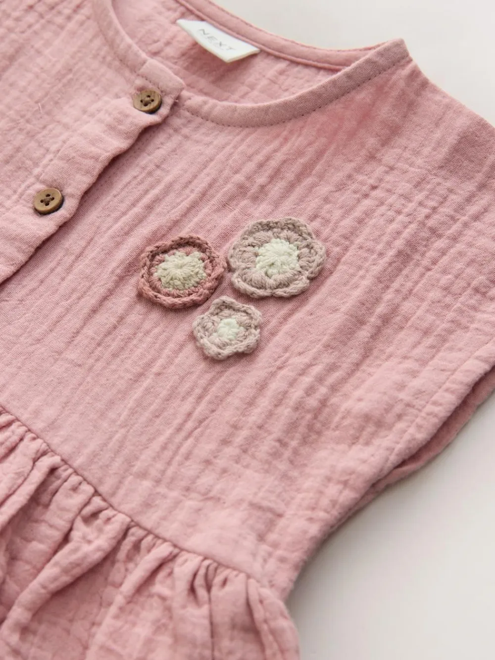 Outlet Next Textured Short Sleeve Dress (3mths-8yrs) Blush Pink