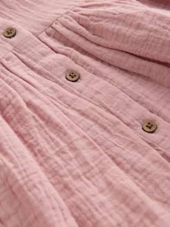 Outlet Next Textured Short Sleeve Dress (3mths-8yrs) Blush Pink