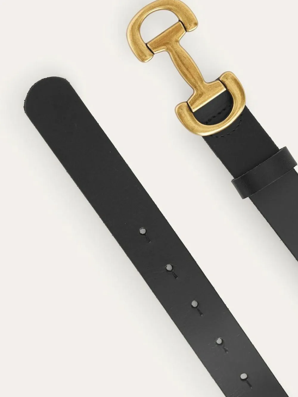 New Boden Snaffle-Trim Leather Belt Black