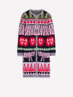 Boden Blue Long Jacquard Cardigan