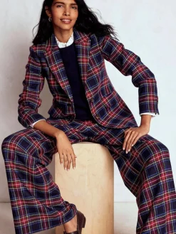 New Boden Blue Stamford Wool-Blend Check Blazer