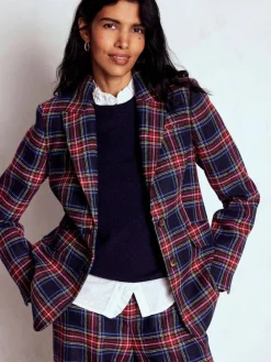 New Boden Blue Stamford Wool-Blend Check Blazer