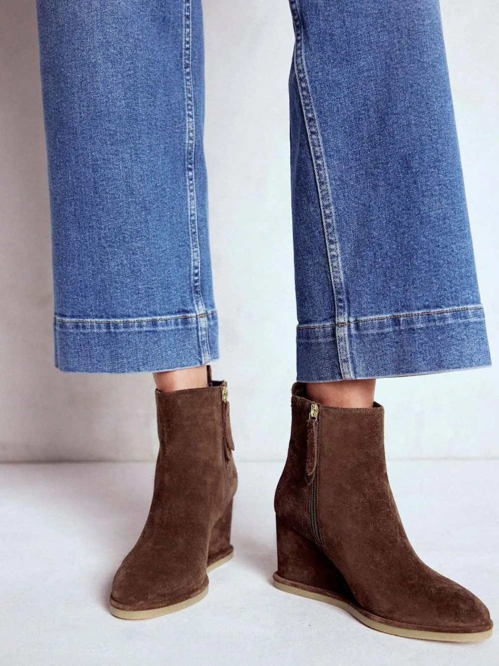 New Boden Brown Smart Wedge Boots