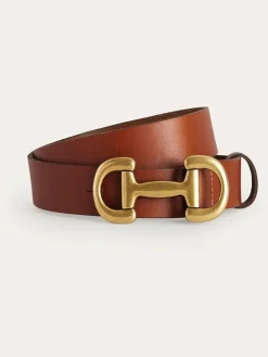 Discount Boden Snaffle-Trim Leather Belt Brown