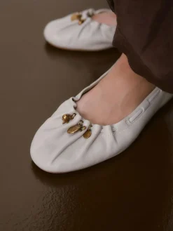 Next Forever Comfort® Leather Ruched Charm Ballet Flats^Women Flats