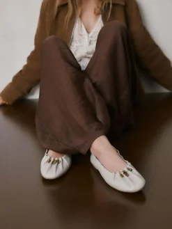 Next Forever Comfort® Leather Ruched Charm Ballet Flats^Women Flats