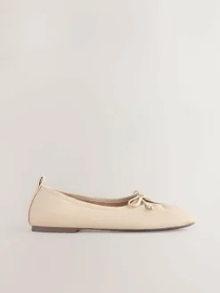 Next Forever Comfort® Tie Up Round Toe Ballet Flats Bone