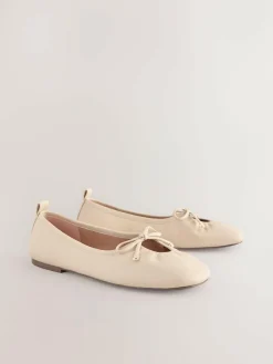 Next Forever Comfort® Tie Up Round Toe Ballet Flats Bone