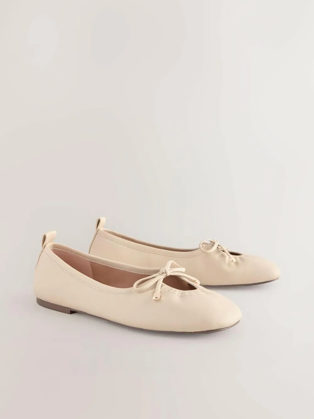Next Forever Comfort® Tie Up Round Toe Ballet Flats Bone