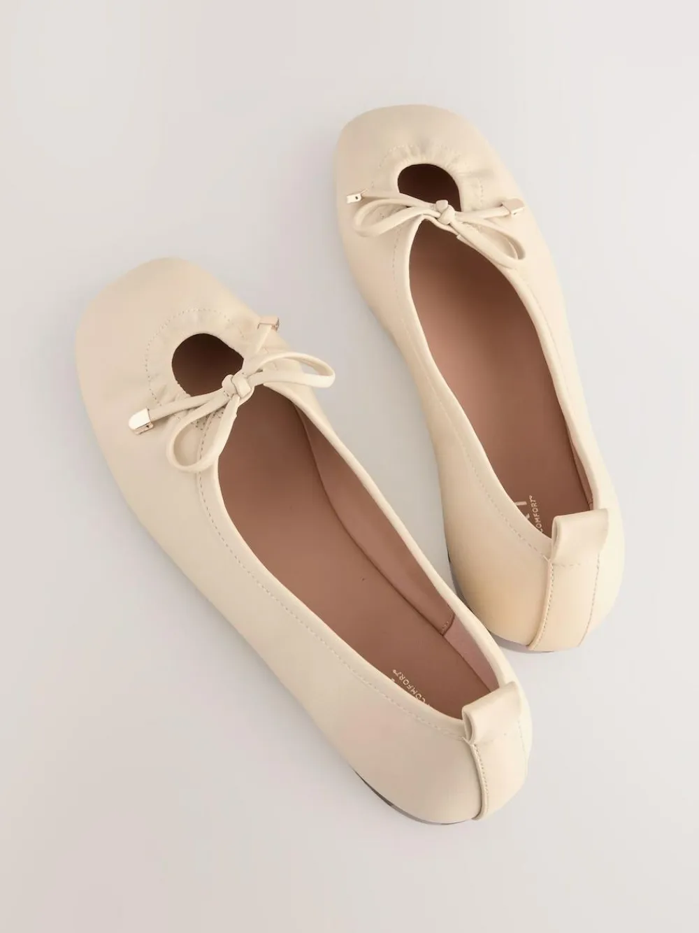 Next Forever Comfort® Tie Up Round Toe Ballet Flats Bone