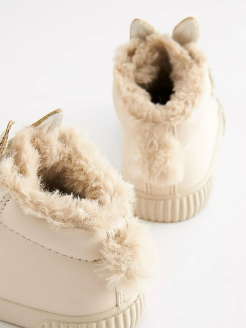 Best Next Bone White Bunny Wide Fit (G) Touch Fasten Strap High Top Trainers